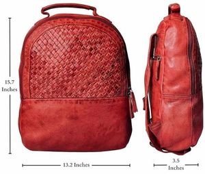 Genuine Leather <b>Backpack</b> High-quality Structured Silhouette Multiple Compartments Adjustable <b>Straps</b> Spacious Main Section Front - Product Image 2