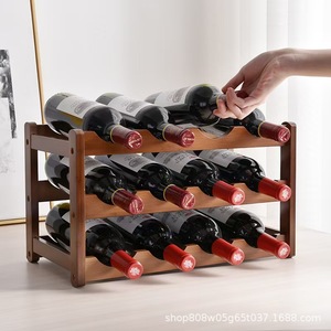 Estante para Vino de Madera, Rectangular, de Madera Maciza, con Capacidad para 6 Botellas, Estilo Moderno y Simple, para Mostrador de Bar o Fiestas - Product Image 5