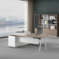 LR-BD-044 LANRAN Bureau de direction moderne en forme de L, couleur claire, mobilier de bureau à prix avantageux, bureau de maison écologique en bois