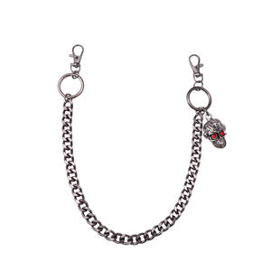 Cadena de cintura de aleación de zinc con colgante de esqueleto negro, ojos rojos, estilo Halloween Hip Hop, unisex, cadena de cuerpo de moda de una sola pieza - Product Image 5