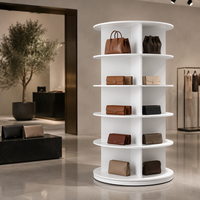 Rak Sepatu Modern Putih Berputar Dapat Dilepas, Kabinet Display Lantai Berdiri Multilayer untuk Pusat Perbelanjaan & Showroom