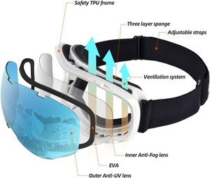 Custom Brand Snow <b>Glasses</b> Skiing Goggles With Pop-up Lens Active Blowing System Custom Logo for Extreme Winter Sports - Product Image 3