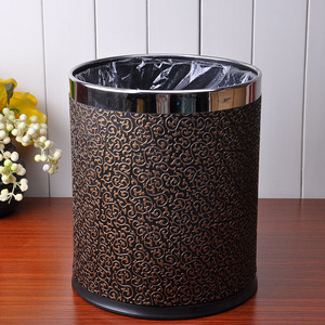 10 Gallon PU Leather Stainless Steel Trash Can Wide Opening <strong>Sensor</strong> <strong>Kitchen</strong> Trash <strong>Bin</strong> - Product Image 5