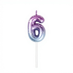 B-088 Candeline per <span class=keywords><strong>6</strong></span>° Compleanno Ecologiche Moderne Lunghe Colorate Numero <span class=keywords><strong>6</strong></span> Candele per Torta Viola Blu Decorazione per Torta - Product Image 4