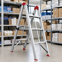 Échelle télescopique double face en aluminium de qualité commerciale - Échelle de sécurité pliable portable pour usage industriel, escalier extérieur