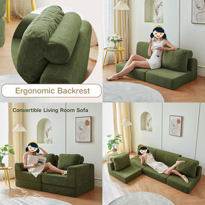 Creativo convertibile a due L-forma di divano letto modulare poltrona sedia compressa spugna lavabile cerniera copertura per uso appartamento - Product Image 4