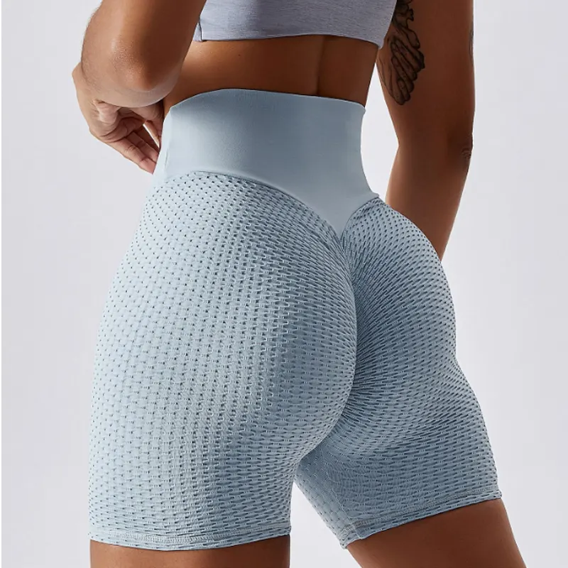 Tik Tik Hit High Waist Workout Jacquard Bubble Kompression Sport Fitness Shorts Für Damen Workout Scrunch Butt Shorts