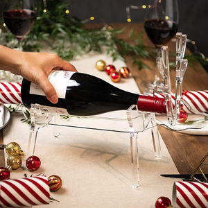 Acrylique Renne Porte-Bouteille De Vin De Noël Table Champagne Rack Clair Lucite Présentoir Décoratif De Vin pour La Fête De Vacances - Product Image 2