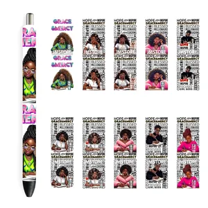 Autocollants UV DTF inspirés des filles afro <span class=keywords><strong>Grace</strong></span> <span class=keywords><strong>et</strong></span> Mercy, étiquettes personnalisées durables, autocollants imperméables pour artisanat DIY personnalisé - Product Image 1