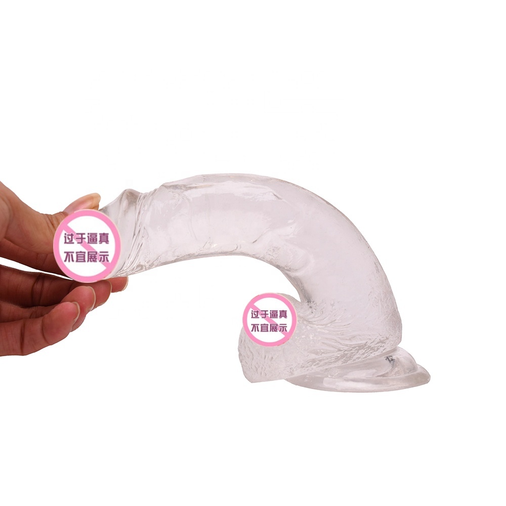 Réaliste 20cm gode couleur Transparente pénis sex toys pour femme Avec Sucer Tasse