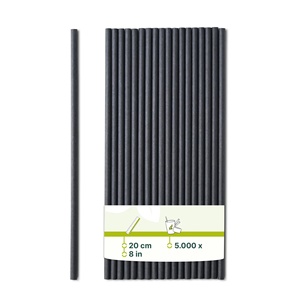 Pajitas de Papel Verticales de 20 cm, Ø0.5 cm, Negras, Ligeras y Desechables para Cafeterías - Product Image 1