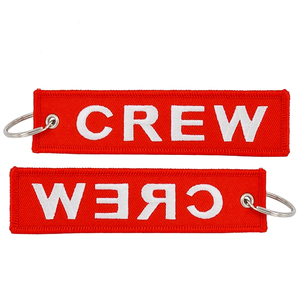 Porte-clés personnalisé brodé en acier inoxydable, écologique, avec texte identique <span class=keywords><strong>des</strong></span> deux côtés, pour personnel d'aviation, vente en gros en vrac, usine OEM - Product Image 1