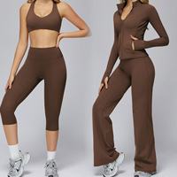 Ensemble de 5 pièces de vêtements de sport pour femme : vestes, gilets, soutiens-gorge, pantalons larges, leggings capri, vêtements de fitness, ensembles de yoga, avec logo personnalisé