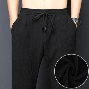 กางเกงลำลองขาตรงทรงหลวมของผู้ชายกางเกงมีจีบกางเกงสเวตเตอร์ของผู้ชายใส่สบาย - Product Image 4