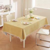Nappe de table rectangulaire gris clair style ferme, texture tissée, franges nouées, pour cuisine, salle à manger, fête, mariage