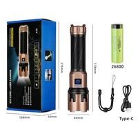 Lampe torche LED laser blanche super puissante, zoom télescopique, 20 W, en aluminium, longue portée, longue durée de vie, rechargeable, 5000 mAh, type C