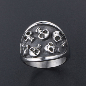 Skull Vampire <b>Titanium</b> Steel <b>Ring</b> Men's Fashion Jewelry SA386 Gift Skeleton Design - Product Image 3