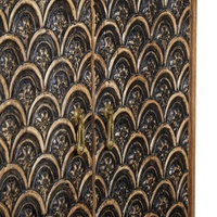 Armoire en bois avec portes à motifs géométriques |   Armoire de rangement avec base métallique, armoire de chambre à coucher de luxe