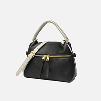 Sac à main de luxe en PU grainé avec poignée tressée, sac bandoulière pour femme, petit sac messager à fermeture éclair en polyester