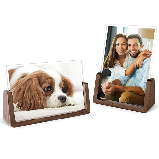 High Definition Eco-friendly Wood Picture Frame Break Free Pet Family Acrylic Glass Cover Features Unique