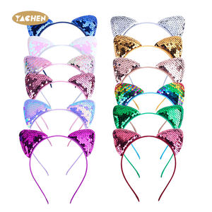 YACHEN新着グリッタースパンコール猫耳ヘッドバンド女の子の誕生日パーティーハロウィンヘアアクセサリーと好意 - Product Image 6
