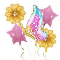 Ballons en aluminium papillon pastel, fleurs de tulipe et marguerite, thème jardin printanier, pour décoration de fête d'anniversaire de filles et de mariage