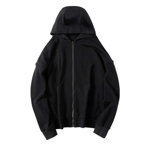 Wholesale Custom New Design <b>Full</b> <b>Zip</b> <b>up</b> <b>Hoodie</b> With Horns Devil Horn <b>Hoodie</b> Men Blank Fleece Fitness Horn <b>Hoodie</b> - Product Image 2