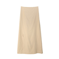 Jupe longue décontractée d'été en lin et mousseline, taille haute fendue au genou, style français drapé, 55% lin, taille naturelle, coupe trapèze