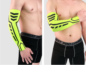 Manchon de protection anti-transpiration, anti-transpiration, pour vélo, cyclisme, basket-ball, couleur jaune ou vert, sans couture, soutien du coude - Product Image 5