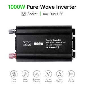 Inversor de Corriente de Onda Sinusoidal Pura de 1000W, 12V DC a 230V AC, Inversor para Batería de Coche con USB QC PD para RV y Automóviles - Product Image 4
