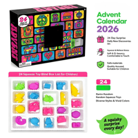 Calendrier de l'Avent de Noël 2026 en résine, boîte mystère à 24 compartiments pour enfants, ensemble de jouets pour fêtes de fin d'année