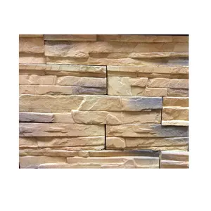 컷-투-사이즈 드라이 스택 다크 브라운 가짜 돌 벽 패널 벽난로 사이딩 인공 클래딩 외부 벽 돌