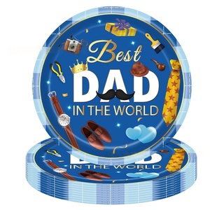 Vajilla Desechable Azul para Fiestas del Día del Padre, Incluye Platos Azul Oscuro, Vasos de Papel, Servilletas, Pancarta y Mantel - Product Image 3