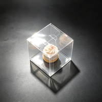 Boîte carrée transparente en PET 8*8*8cm, réutilisable, pour aliments, bijoux, mini figurines, emballage cadeau