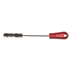 Brosse manuelle avec manche rouge pour le nettoyage des tuyaux, longueur 10 cm, poils en fil d'acier - Product Image 2
