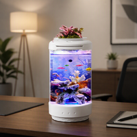 Aquarium aquaponique de bureau, aquarium de bureau intérieur avec culture de plantes, lumière LED supérieure, décoration pour la maison et le bureau, logo personnalisé OEM