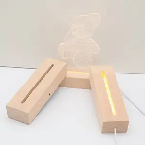 Projecteur d'étoiles en acrylique 3d avec base en bois, vente en gros