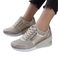 Nouvelles baskets d'été pour femmes, à talon compensé, à lacets, imprimé léopard, chaussures décontractées pour la marche