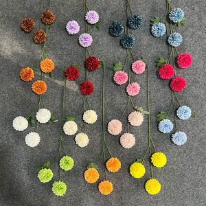 Bouquet de chrysanthèmes artificiels Yixuan, 3 têtes, fleurs en soie faites à la main, décorations de mariage, arrangement au sol - Product Image 2