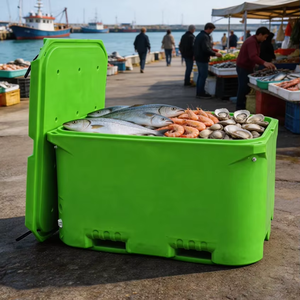 Conteneur isotherme en plastique <span class=keywords><strong>de</strong></span> 1000L avec couvercle épais et compresseur, réutilisable pour l'élevage <span class=keywords><strong>de</strong></span> poissons et <span class=keywords><strong>de</strong></span> tortues, idéal pour l'industrie et le transport <span class=keywords><strong>de</strong></span> denrées alimentaires - Product Image 1