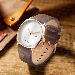 Montre pour homme TOMI, montre de sport minimaliste, calendrier, cuir, décontractée, quartz - Product Image 5