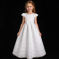 Robe de demoiselle d'honneur D30863 avec manches en dentelle sur la jupe, robe de communion pour la fête de mariage