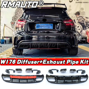 RMAUTO W176 Rear Bumper Diffuser <b>Splitter</b> Lip Spoiler Exhaust Pipe A45 AMG Body Kit for Mercedes Benz W176 2013-2018 Accessories - Product Image 1