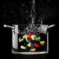 Ensemble de casseroles de cuisine en verre Borosilicate, 3 pièces, emballage OEM, Double poignée, fonction Eco Type matériau