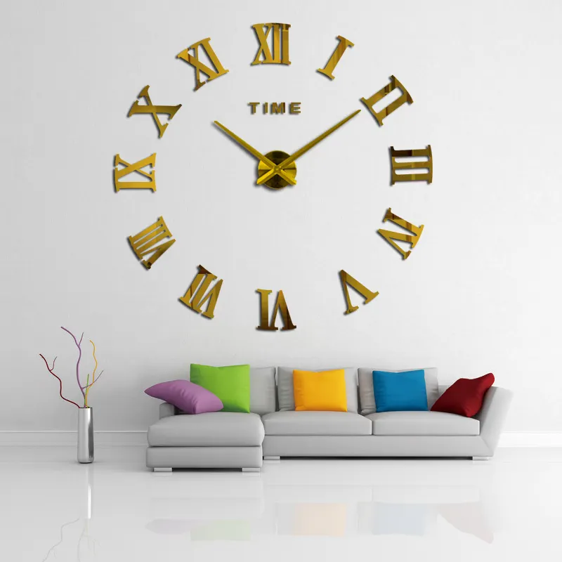 Home wall clock modern design DIY 3D acrylic stickers for home decor living room quartz watches wall watch needle self adhesive