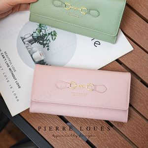 Pierre Loues Women's Long Wallet 7 Inch <b>Large</b> Capacity Solid Color Clutch With Rhinestone Logo For Everyday Use - Product Image 2