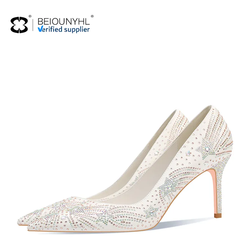 Nouveau la mode sepatu pernikahan putih wanita escarpin tendance de marie mariage pompes Hautes pour Chaussure femmes talons