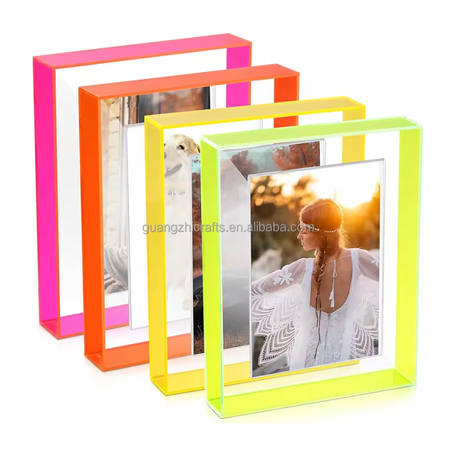 Wall Mount Acrylic Picture Frame Neon Color Floating Acrylic Photo Frame in Gallery