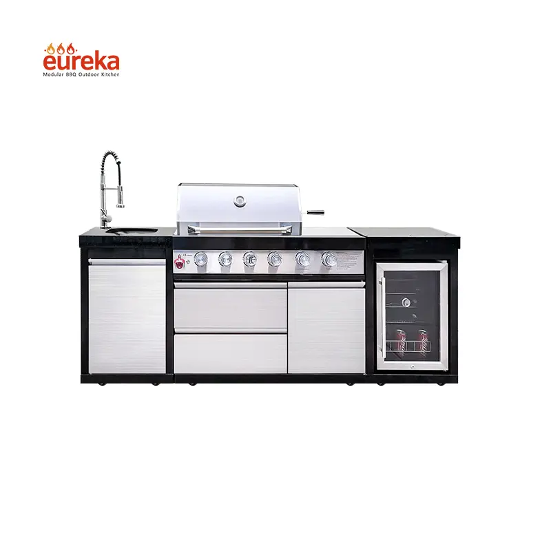 Parrilla de barbacoa grande Modular moderna de diseño profesional, gabinetes de cocina para exteriores, Isla de acero inoxidable para entretenimiento