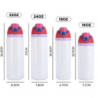 Bouteille d'eau isotherme sous vide en acier inoxydable 304, personnalisable, 16, 19, 24, 32 oz, vierge pour sublimation, avec poignée, paille et couvercle à clapet, pour cadeau